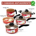 Jogo De Panelas 05 Peças Antiaderentes C/ Tampas De Vidro + 0