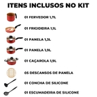 Jogo De Panelas 05 Peças Antiaderentes C/ Tampas De Vidro + 0