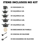 Jogo De Panelas 05 Peças Antiaderentes C/ Tampas De Vidro + 0