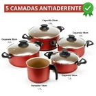 Jogo De Panelas 05 Peças Antiaderentes C/ Tampas De Vidro + 0