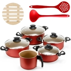 Jogo De Panelas 05 Peças Antiaderentes C/ Tampas De Vidro + 0