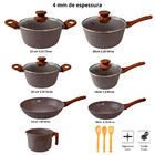 Jogo De Panelas 10 Peças Indução Revestimento Cerâmico Grafite