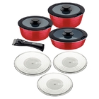 Jogo De Panelas 10 Peças Itria Vermelho Tramontina