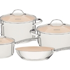 Jogo De Panelas 4 Peças Una Ceramic Em Aço Inox Tramontina