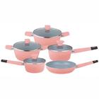 Jogo De Panelas 5 Peças Indução Cerâmico Rosa- Baccani