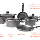 Jogo De Panelas 7 Peças Garlic  - Brinox Grafite Brinox