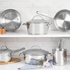 Jogo de Panelas Tramontina Allegra em Aço Inox com Fundo Triplo 7 Peças