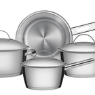 Jogo De Panelas Allegra Em Aco Inox Com Fundo Triplo E Tampas