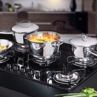 Jogo De Panelas Allegra Em Aco Inox Com Fundo Triplo E Tampas