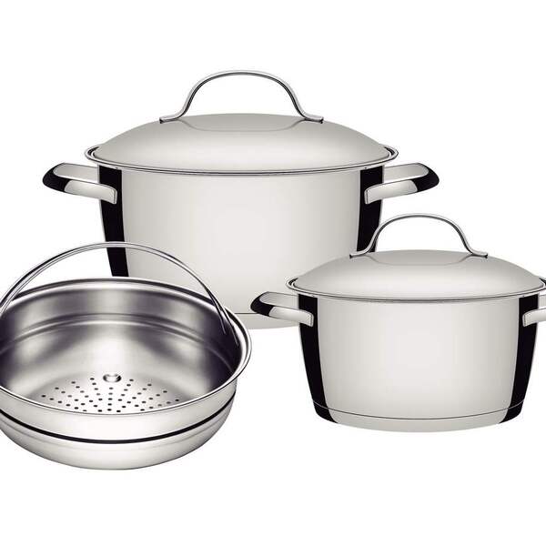 Jogo De Panelas Allegra Em Aço Inox Fundo Triplo 3 Pc Tramont