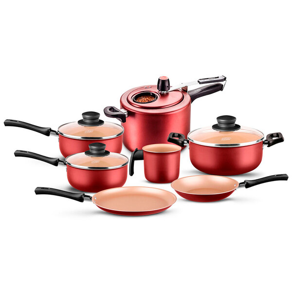 Jogo De Panelas Antiaderente 07 Peças Cereja Seleta Mta 8835