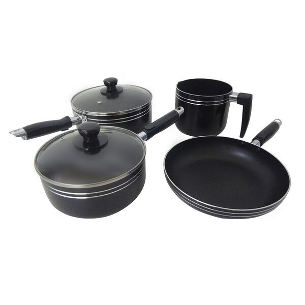 Jogo De Panelas Antiaderente 4 Peças Conjunto Teflon Tampa De