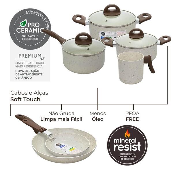 Jogo De Panelas Antiaderente Ceramic Life Smart Plus Vanilla 7
