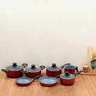 Jogo De Panelas Antiaderente Cerâmica 7 Pçs Vermelha - Oikos