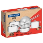 Jogo De Panelas Brava Em Aco Inox Fundo Triplo Com Tampa Plan