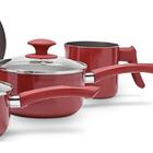 Jogo De Panelas Ceramic Life Antares 7 Peças Vermelho Brinox