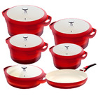 Jogo De Panelas Cerâmica 6 Pçs Com Caçarola Baixa Frigideira