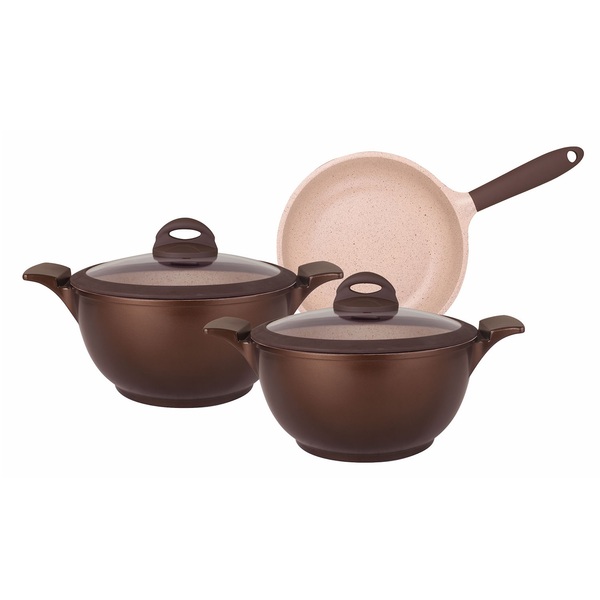 Jogo De Panelas Cerâmica Indução 3pçs Mta Fogão E Forno 5mm.