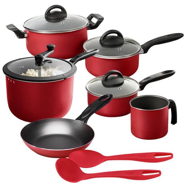 Jogo De Panelas Chilli Vermelho Brinox Com Pipoqueira 8 Peças