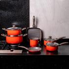 Jogo De Panelas Com 7 Peças Ceramic Life Easy Laranja Brinox