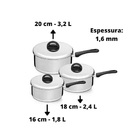 Jogo De Panelas Criativa 3 Peças Alumínio Polido Com Tampas N