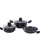 Jogo De Panelas De Alumínio Marble Preto Com 3 Peças