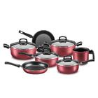 Jogo De Panelas Mta Safira 7 Peças Antiaderente Tampa De Vidr