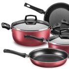 Jogo De Panelas Mta Safira 7 Peças Antiaderente Tampa De Vidr