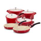 Jogo De Panelas Red Le Cook Com Revestimento Cerâmico - 6 Peç