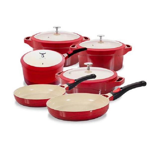 Jogo De Panelas Red Le Cook Com Revestimento Cerâmico - 6 Peç