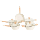 Jogo De Panelas Revestimento Cerâmico Indução Creme 5 Peças
