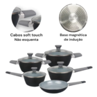 Jogo De Panelas Revestimento Cerâmico Indução Preto 5 Peças