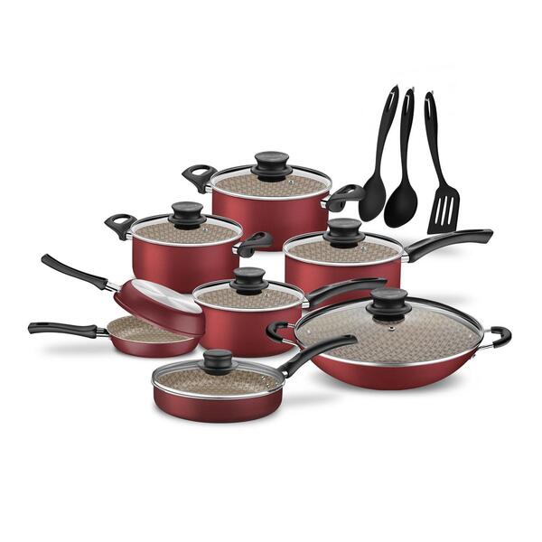 Jogo De Panelas Salvador Exclusivo Alumínio Antiaderente Verm