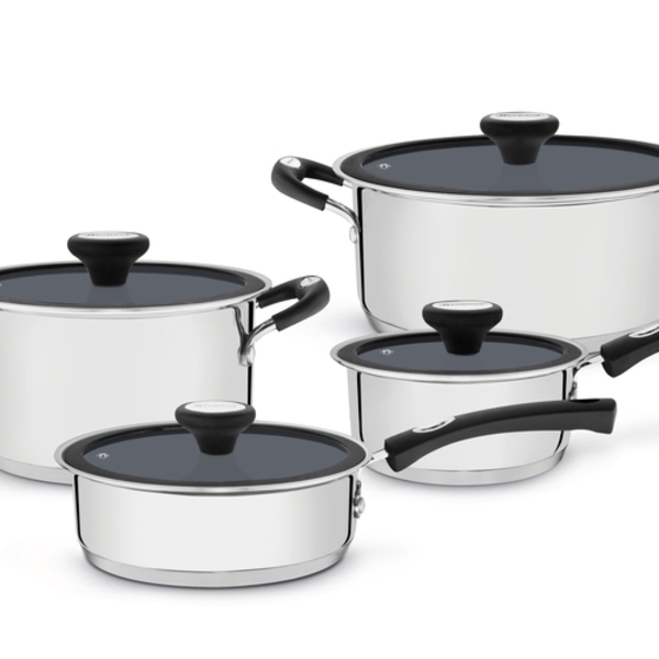 Jogo De Panelas Solar Ceramic Em Aco Inox Fundo Triplo Em...