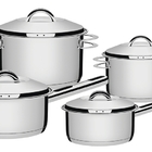 Jogo De Panelas Solar Em Aco Inox Com Fundo Triplo 4 Pecas Tr