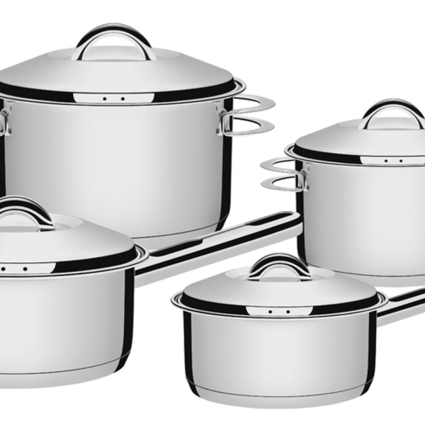 Jogo De Panelas Solar Em Aco Inox Com Fundo Triplo 4 Pecas Tr