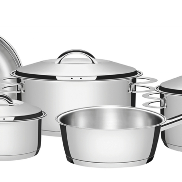 Jogo De Panelas Solar Em Aco Inox Com Fundo Triplo E Tampas D