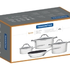 Jogo De Panelas Spezia Em Aco Inox Fundo Triplo E Antiaderent