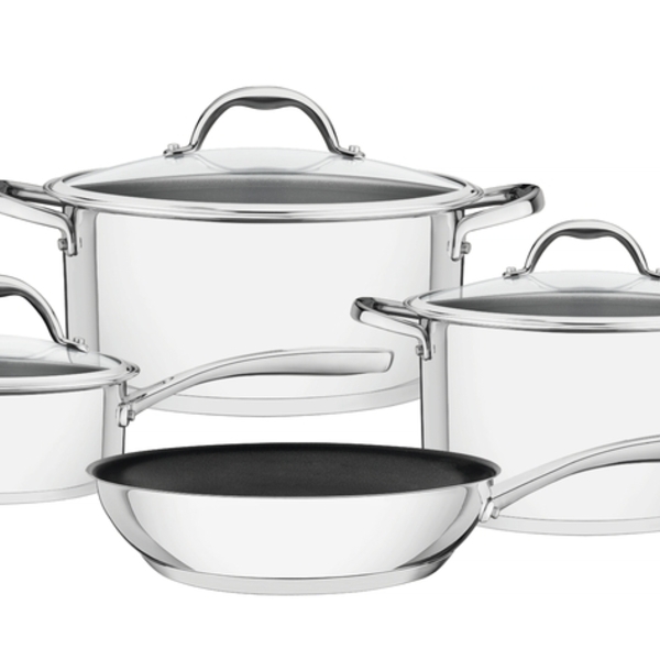 Jogo De Panelas Spezia Em Aco Inox Fundo Triplo E Antiaderent