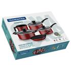 Jogo De Panelas Tramontina Coimbra 5 Peças Vermelha Em Alumín