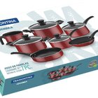 Jogo De Panelas Tramontina Coimbra 7 Peças Vermelha Em Alumín