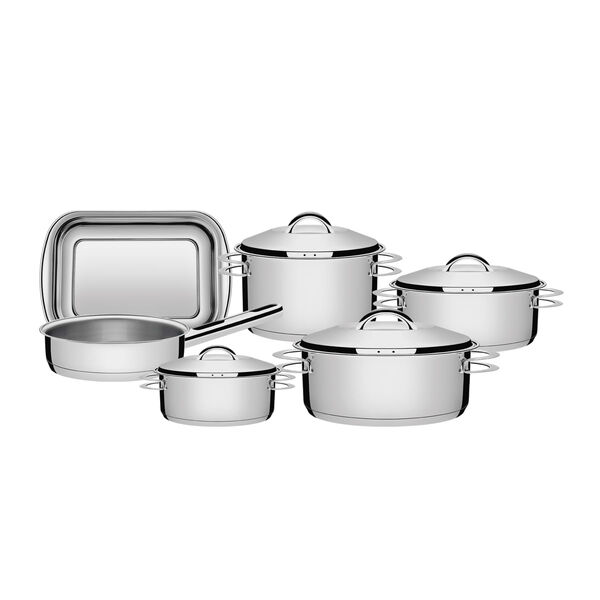 Jogo De Panelas Tramontina Solar Em Aço Inox Fundo Triplo 6 P