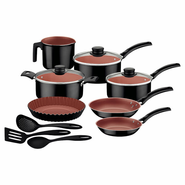 Jogo De Panelas Tramontina Turim 10 Peças Preto Em Alumínio A