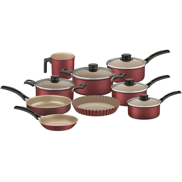Jogo De Panelas Tramontina Turim Antiaderente 9 Peças Vermelho
