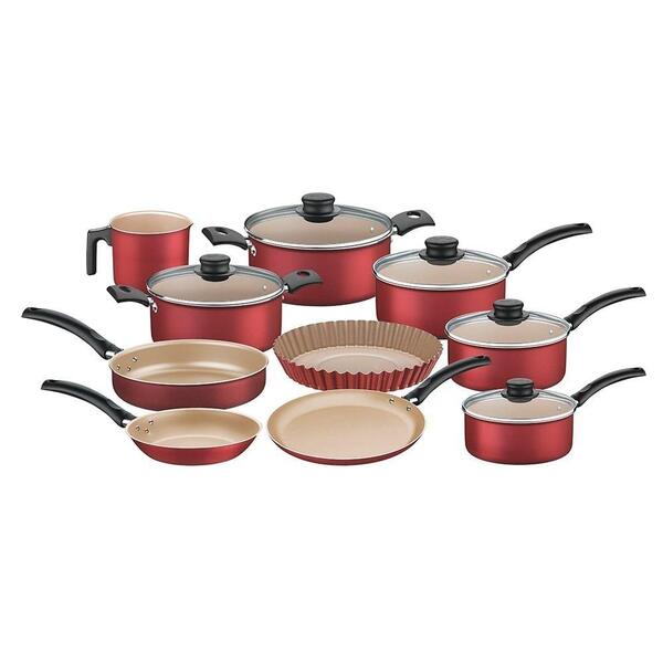 Jogo De Panelas Tramontina Turim Antiaderente Vermelha 10 Peç