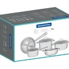 Jogo De Panelas Una Em Aco Inox Com Fundo Triplo E Tampas De