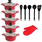 Jogo De Panelas Vermelha Marmorizada Javali Aalt 16 A 24cm