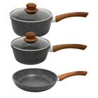 Jogo De Panelas Viena Cinza 5 Peças Revestimento Cerâmica 4,5