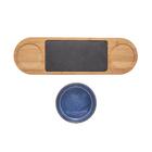 Jogo De Petisqueira Em Cerâmica Com Bandeja Bambu Lyor 12x40x