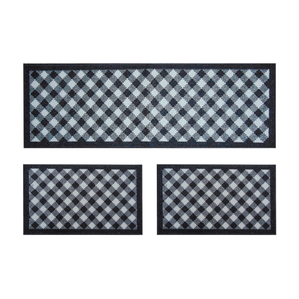 Jogo De Pia 3 Pcs 110x36/60x36cm Xadrez Preto S19 222-04f